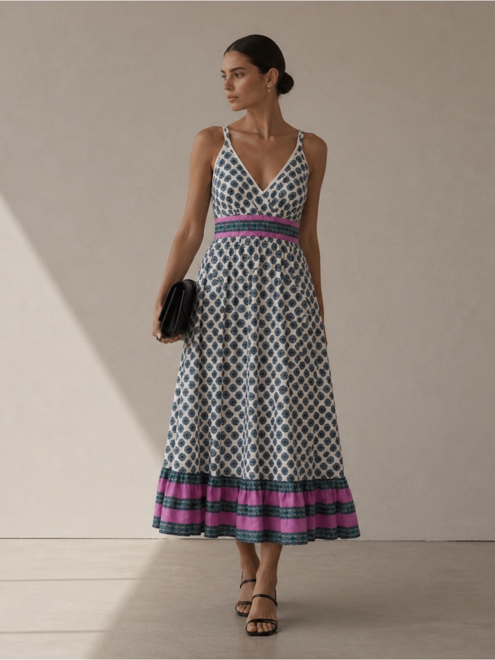 J.Crew Organic Cotton Wedding Guest Midi Dress L | Print Boho graduation dress - Picture 2 of 12
